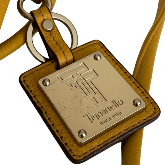 Tingnanello Mustard Yellow Leather Crossbody bag with Keyring - Picture 3 of 12